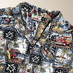 Evergreen Island Mens XL Hawaiian Print Short Sleeve Button Down Travel Shirt
